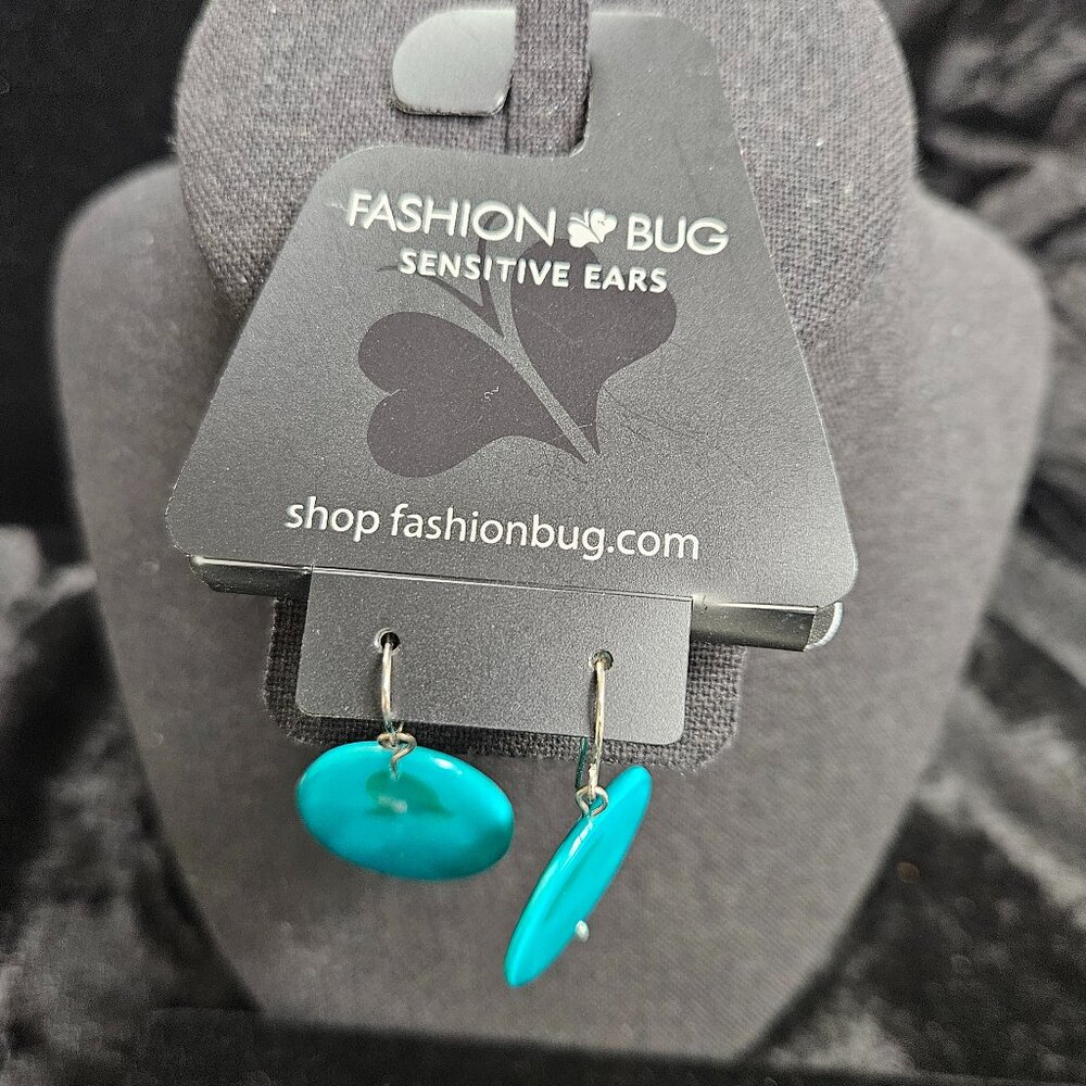 Fashion Bug green/blue circle drop earrings